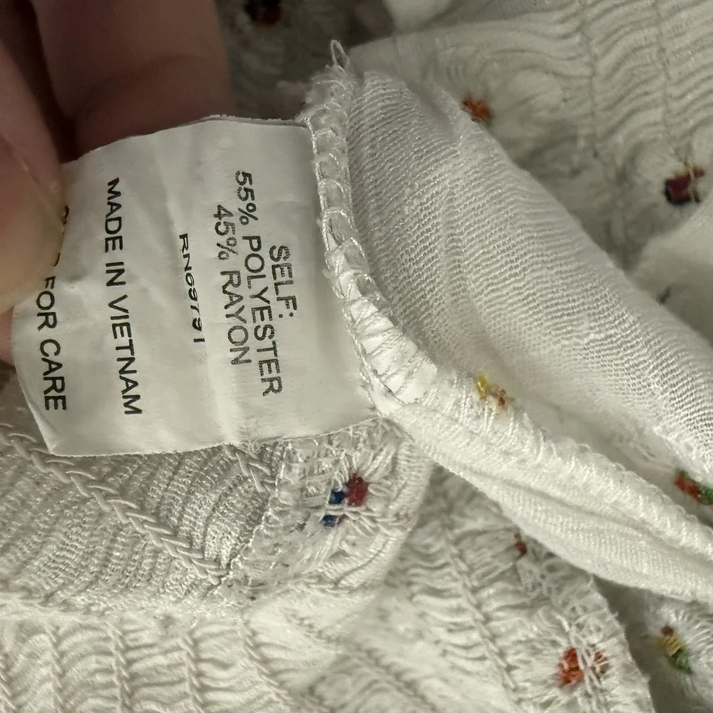 Fig and Flower Embroidered Cottagecore Top White Floral Boho Peasant Size XL - Picture 5 of 8